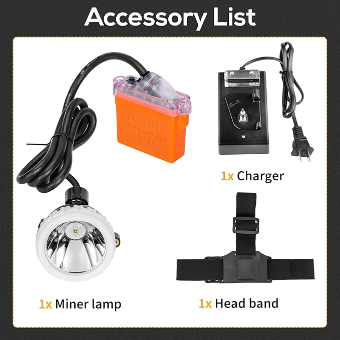 Super Bright Rechargeable Mining Headlamp, 1+2 LED Hard Hat Light, Waterproof & Explosion Proof Miner Lamp, Durable Hunting Headlight for Work, Caving, Camping, Hiking, Fishing, Outdoor Search
