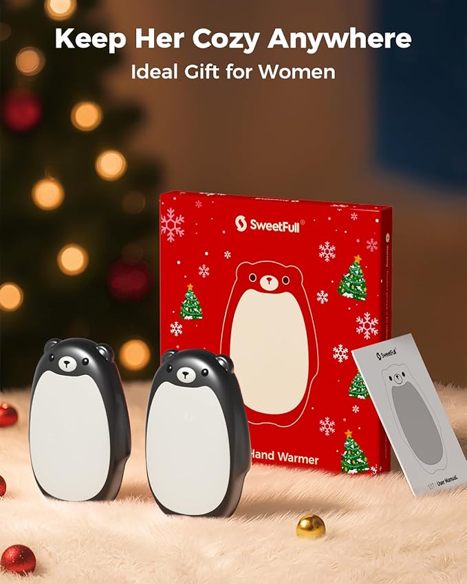 SWEETFULL Hand Warmers Rechargeable ??Cute Bear, 2 Pack Magnetic Hot Hands, Reusable Electric Pocket Heater, Great Gift for Daughter, Kids, Wife, or Bestie, Portable for Outdoor & Camping