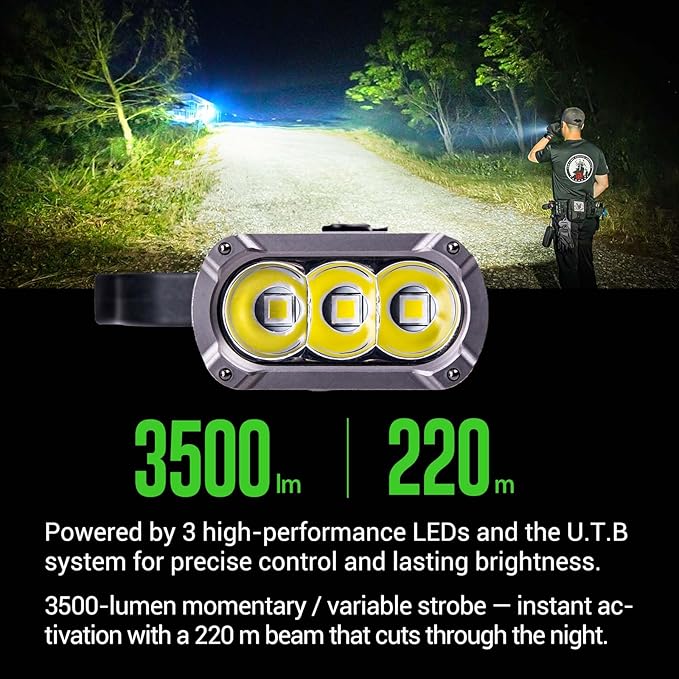 NEXTORCH TA70 EDC Tactical Flashlight,Flat Flashlight Rechargeable,3500 Lumens Tactical/Duty Dual-Switch LED Slim Flashlight with Stainless Clip for Outdoor Daliy Use Emergency