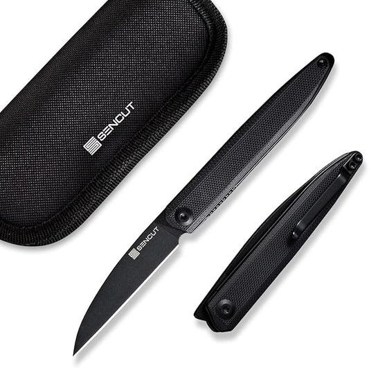 SENCUT Small Pocket Knife for Men, Front Flipper knife for EDC, Jubil Folding Knives with 2.95 inches D2 blade, G10 Handle with Liner Lock, Slim Gentleman?™s knives for Gift (Black)
