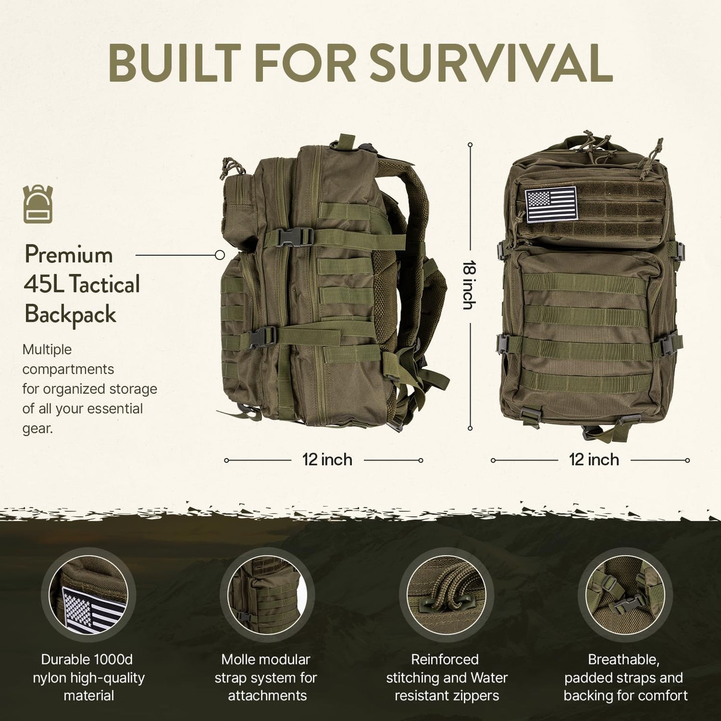 TacPreps Bug Out Bag Backpack Survival Kit, Prepper Emergency Survival Gear