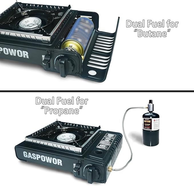 1-Burner Butane Stove included a Windblocker,10000 BTU Gas Stove Portable with Case, Automatic ignition Camping Stove,Portable Gas Stove,Precise Flame Control,Gas Burner for Cooking Outdoor