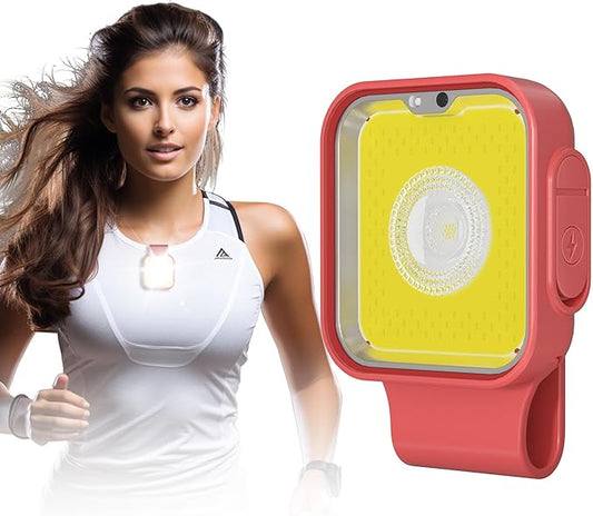 Yls Running Light, 12 Modes & Motion Sensor, Rechargeable Clip-on Lights for Runners, 500 Lumens, Waterproof, Garnet Red