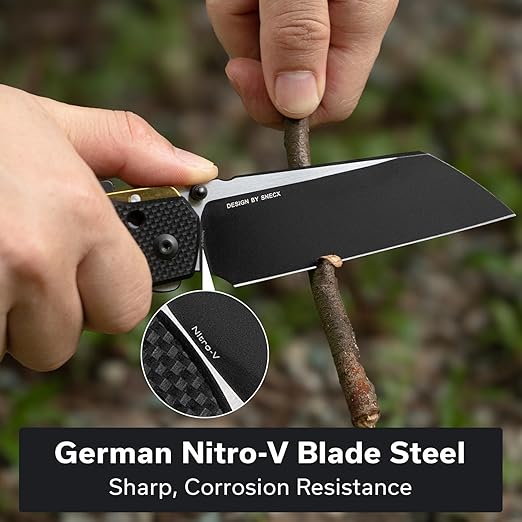 CIVIVI Buster FG Large Pocket Knife, Superlock Folding Knife for Men Women with 4.2" Nitro-V Blade G10 Handle, Designed by Snecx Tan C24052-1 (Black)