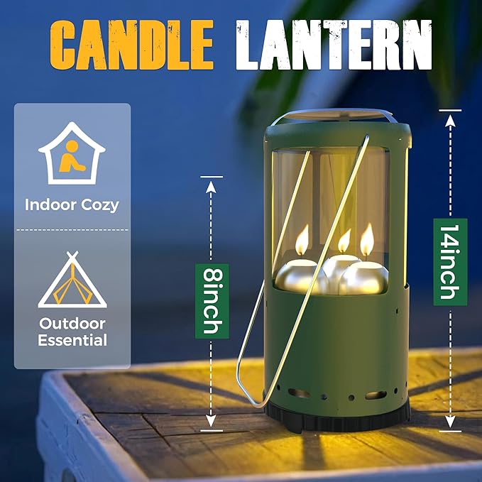 Outdoor Candle Lantern Holder for Real Candles (Candles Not Included) - Windproof Emergency Lantern with Handle, Safe for Camping, Blackouts, Decor - Survival Gear & Home Use