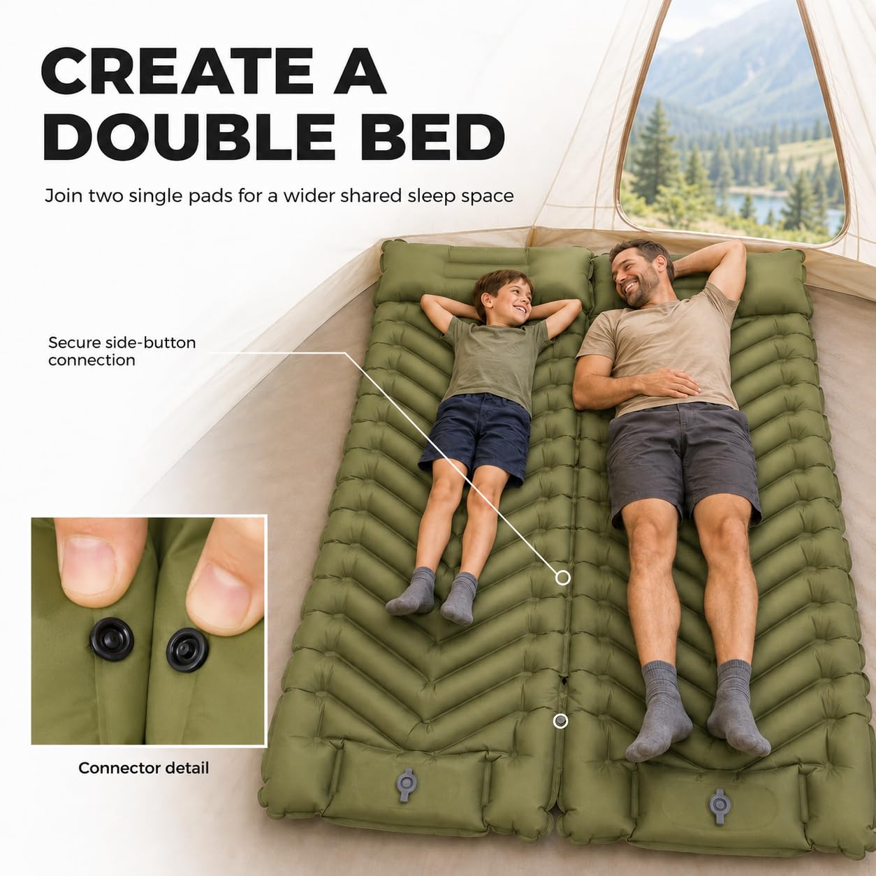 MalloMe Sleeping Pad for Camping, Camping Mattress - Bed for Outdoors Built-in Foot Pump Air