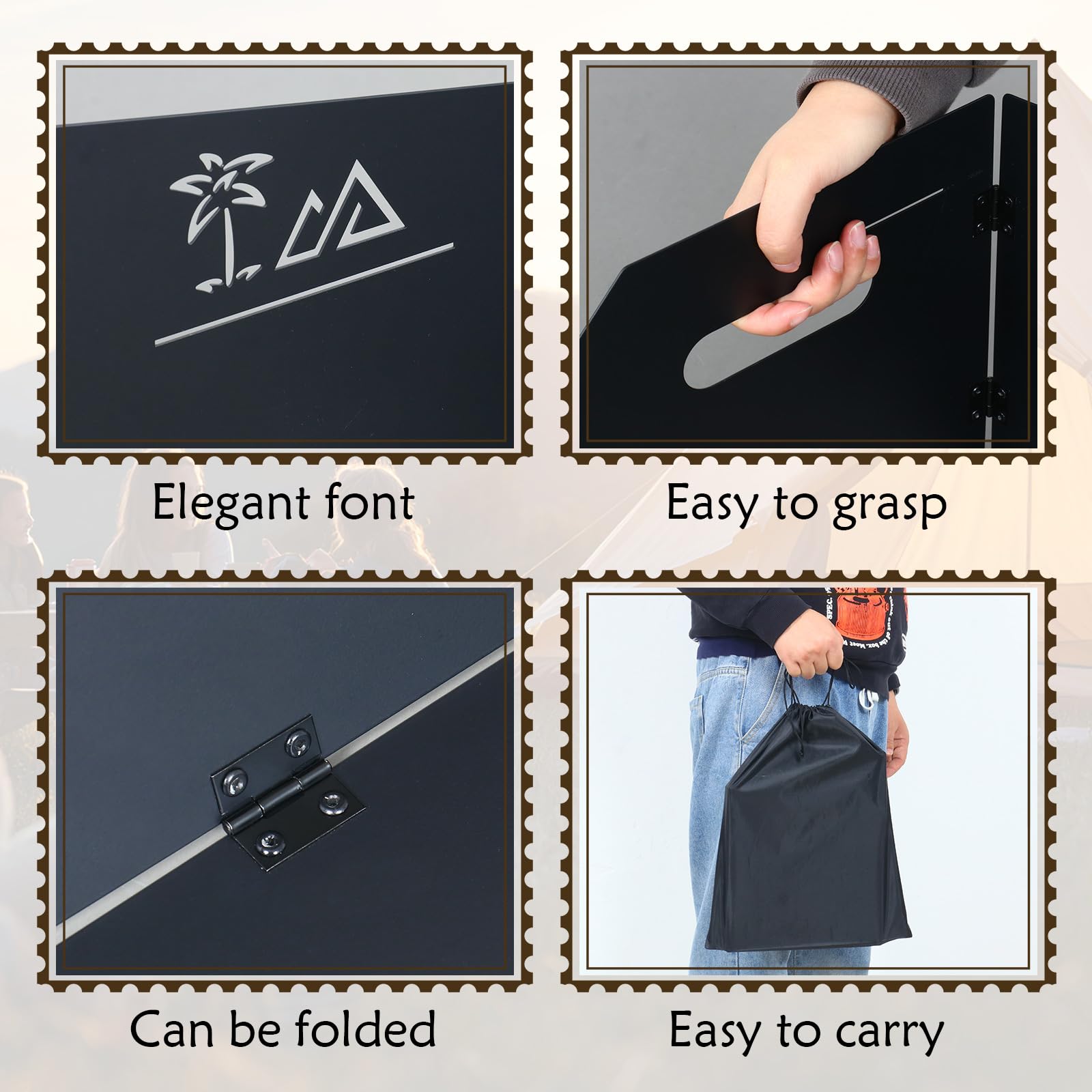 KOYILTD 4 Plates Campe Stove Windscreen Folde Wind Blocker with Storage Bag