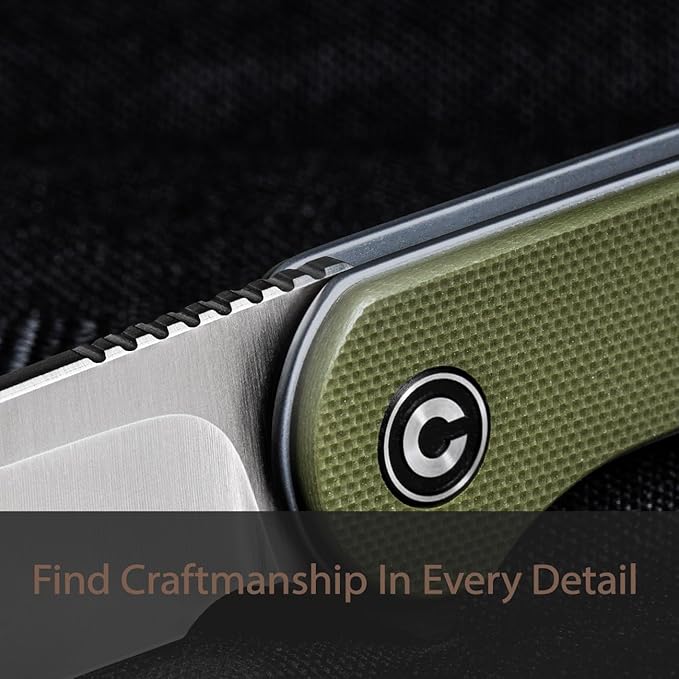 CIVIVI Knives Elementum Folding Pocket Knife 2.96" D2 Satin Blade,G-10 Handles C907E (Green)