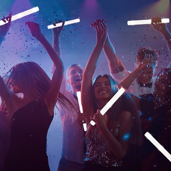 48Pack LED Glow Foam Sticks Bulk,Light Up Glow Sticks with 3 Flashing Modes,White Glow Wands Party Pack,Glow In The Dark Party Supplies for Easter,July 4th, Wedding,Birthday,Concert