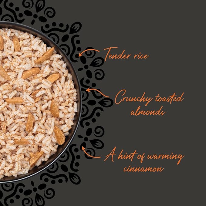 Mina Festive Rice, With Toasted Almonds & Cinnamon, Ready to Eat, Brown Rice, Side Dishes, Microwave Rice, Vegan Protein, Non-GMO, Gluten-Free, Kosher, 8 oz (Pack of 6)