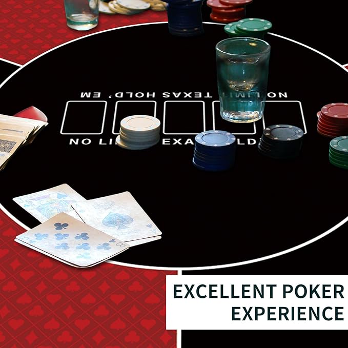 nuveti 24/31/39/47/55 inch Square Foldable 6-Player Texas Poker Card Tabletop Layout Portable Anti-Slip Rubber Board Game Mat Texas Hold'em Poker Mat for Family Game, Casino, Party