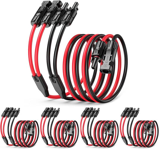 5 Pairs M/F-M/F 30A Y-Branch Solar Connectors Extension Cable, 10.8FT 12AWG Solar Cable Parallel Adaptor in Pair with Female and Male Connectors