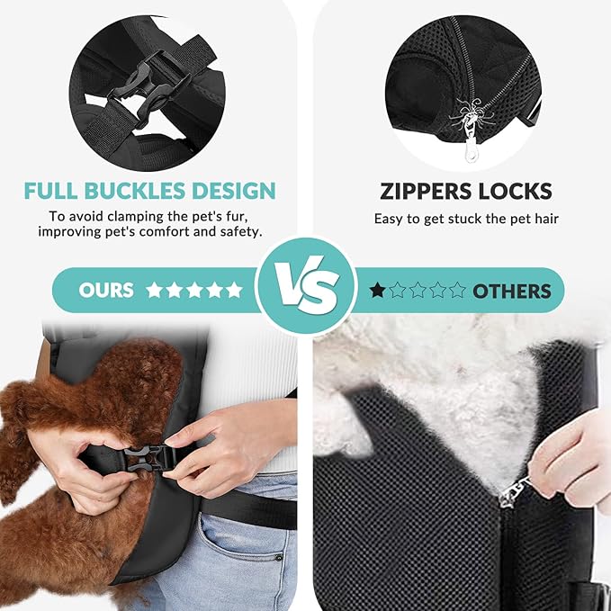 Lukovee Dog Backpack Carrier, Legs Out Easy-fit Dog Front Carrier for Small Medium Dogs, Adjustable Hands Free Dog Chest Carrier for Hiking Cycling (B,Small)