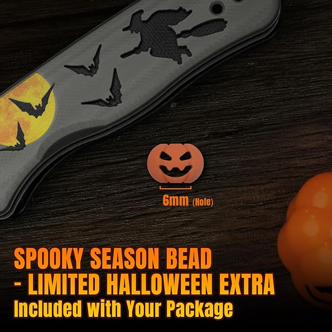 Kizer Drop Bear 2 Pocket Knife, 2.96" Nitro-V Sheepsfoot Blade Folding Knife with Gray & Black G10 Handle, Button Liner Lock EDC Knives for Men Women Gift Halloween Edition V3619.2CSHW1