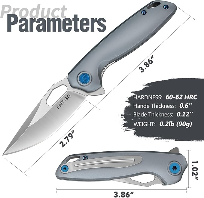 FINTISO Mini Pocket Knife 2.79" Small EDC Knife Premium Swedish 14C28N Blade, Folding Knife with 6061 Aluminum Alloy Handle, Camping Survival Hiking Knives, Best Gift for Men Women, Atlas Series