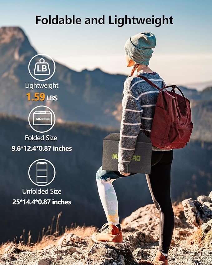 MARBERO 30W Solar Charger >23% High Efficiency Foldable Portable Solar Panel for Power Station Phones Tablets 2 USB Ports & DC Fast Charging IP65 Waterproof for Camping Outdoor Backpacking Cloudy
