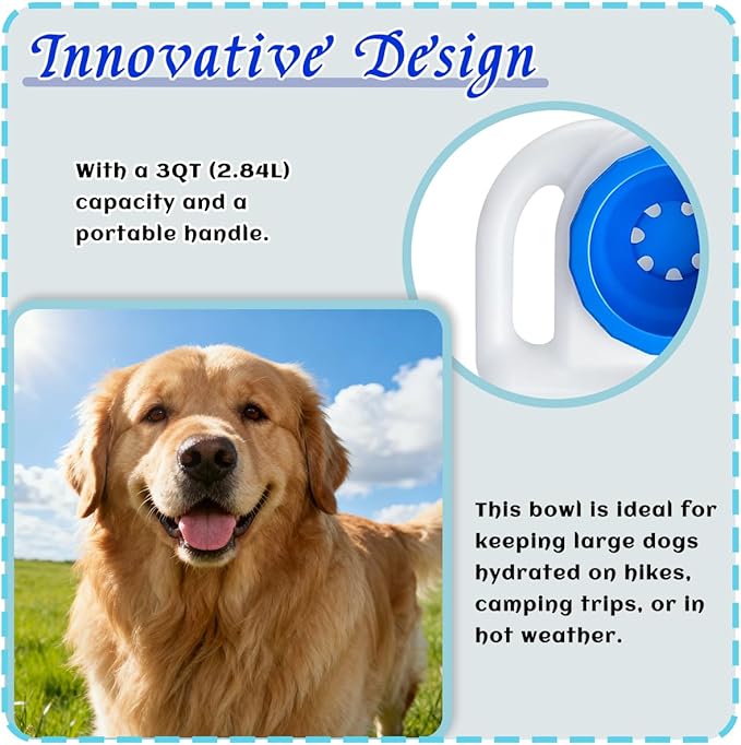 2 Pcs 3 Quart Dog Travel Water Bowl for Dogs Portable No Spill Water Bowl for Dogs and Cats,Camping Hiking Pet Travel Dog Bowls