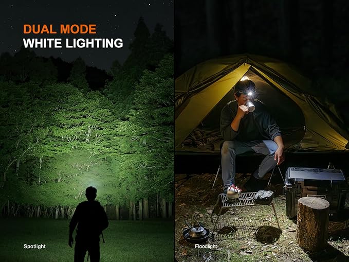 Fenix HM55R Rechargeable Headlamp, 1200 Lumen Spotlight Floodlight & Red Light, Lightweight, Long Runtime, USB-C Charging, Waterproof for Camping, Hiking, Running with Lumentac Organizer (Purple)