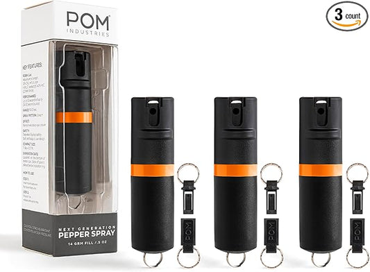 POM Pepper Spray Keychain, Quick Key Release for Instant Access, Flip Top Safety, Maximum Strength