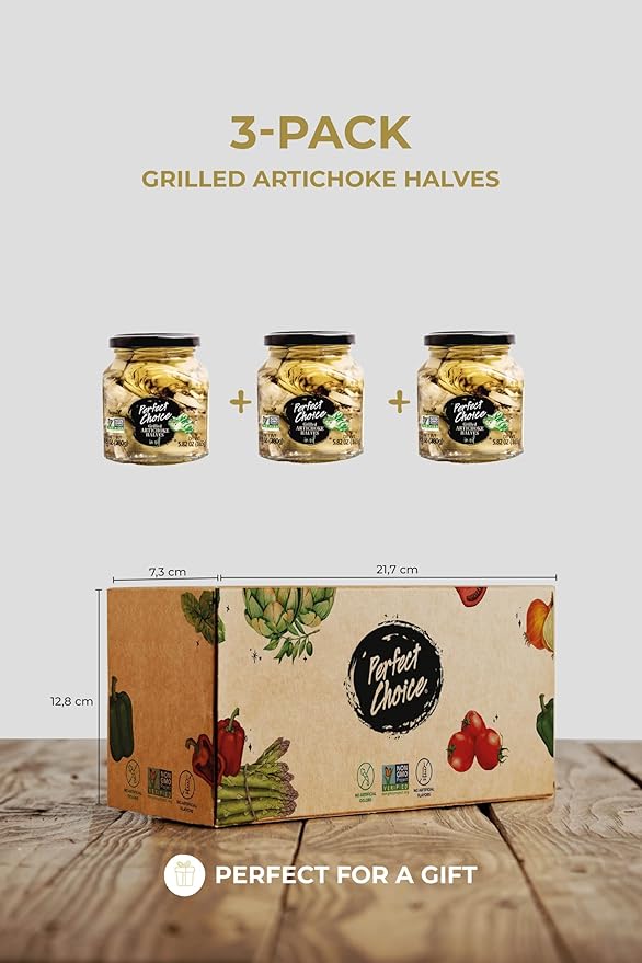 Perfect Choice Grilled Artichoke Halves in Oil - Delicious for Salads, Pizzas & More - 9.9 oz (Pack of 3)