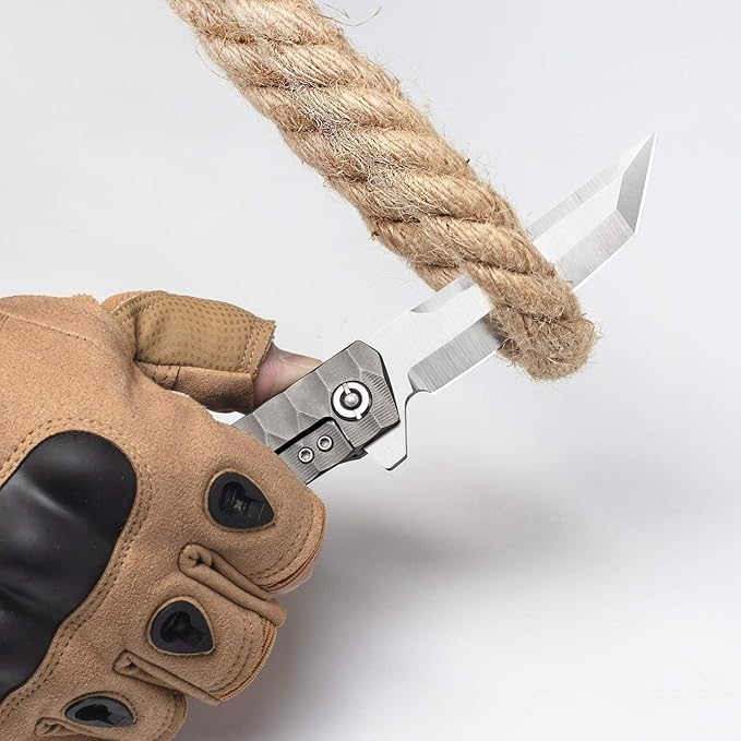 BGT 3.4 Inches Tanto Tactical Folding Knife TC4 Titanium Handle