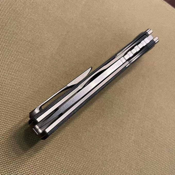 3.75" Customized Pocket knife Frame lock Folding knives Stonewash M390 Blade with Titanium+Carbon Fiber Handle Gift for Husband Son