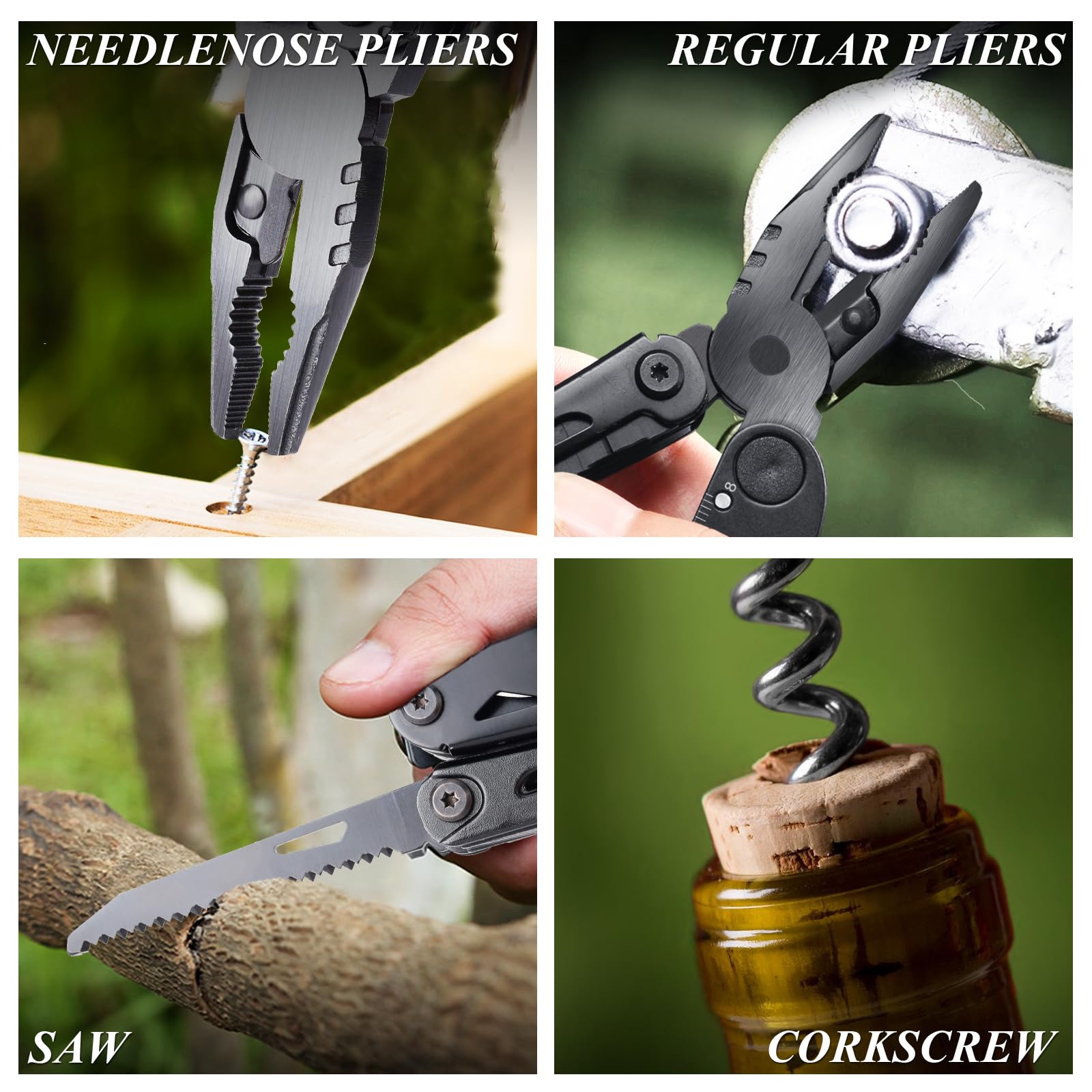 RoverTac 18-in-1 Multitool Pocket Knife with Pliers, Saw, Corkscrew & Detachable Scissors, Multi