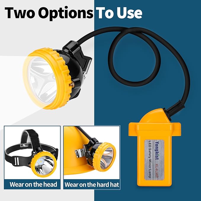 Rechargeable LED Mining Headlamp, Safety Hard Hat Light with Explosion-Proof & Waterproof Design, Underground Miner Headlight Cap Lamp for Coal Mining, Tunnel Work, Camping, Hiking, Hunting, Fishing