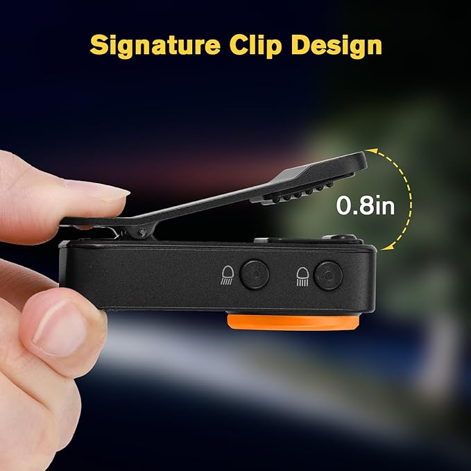 EDC Flashlight Clip-on Light, Rechargeable 600 Lumens with Type-C, IPX6 Waterproof, Portable Mini Magnetic Keychain Flash Lights for Signaling, Cycling, Outdoor or Emergency, Black