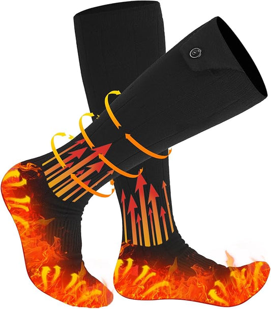Heated Socks for Men Women Warm Thermal 5V 5000mAh Unisex Electric Rechargeable Battery Heat Socks with 4 Heating Levels for Winter Outdoor Camping Motorcycle Skiing Foot Warmer