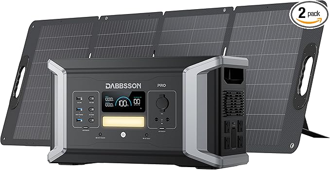 Dabbsson DBS1000Pro Solar Generator 2000W/1024Wh | Expandable to 4400W 10240Wh | 1200W Max Solar &AC Charging,EV Semi-Solid LiFePO4 Battery| Camping, RV, Home Backup Power with 120W Solar Panel