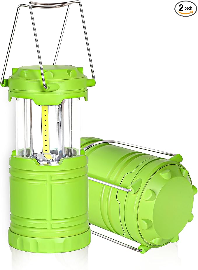 2-Pack Mini LED Camping Lanterns, Portable Camping Lights, Outdoor Tent Lights, Essential Emergency Lights for Power Outages, Hiking, Survival Kit for Hurricane, Green