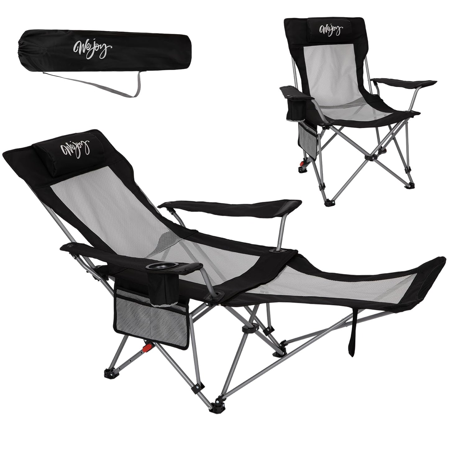 #WEJOY 2-in-1 Reclining Camping Chair with Footrest for Adults Folding Lounge Chair with Adjustable