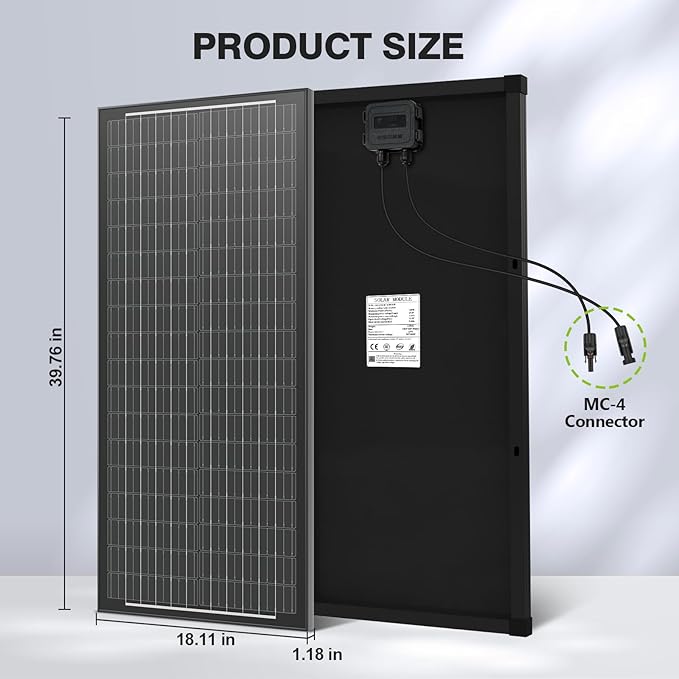 100 Watt Solar Panel Kit 100 Watt 12 Volt Monocrystalline Solar Panels 10A Solar Charge Controller, Solar Cables, Z-Mounting Bracket for RV Rooftop Marine Boat Trailer Camping Off-Grid Application