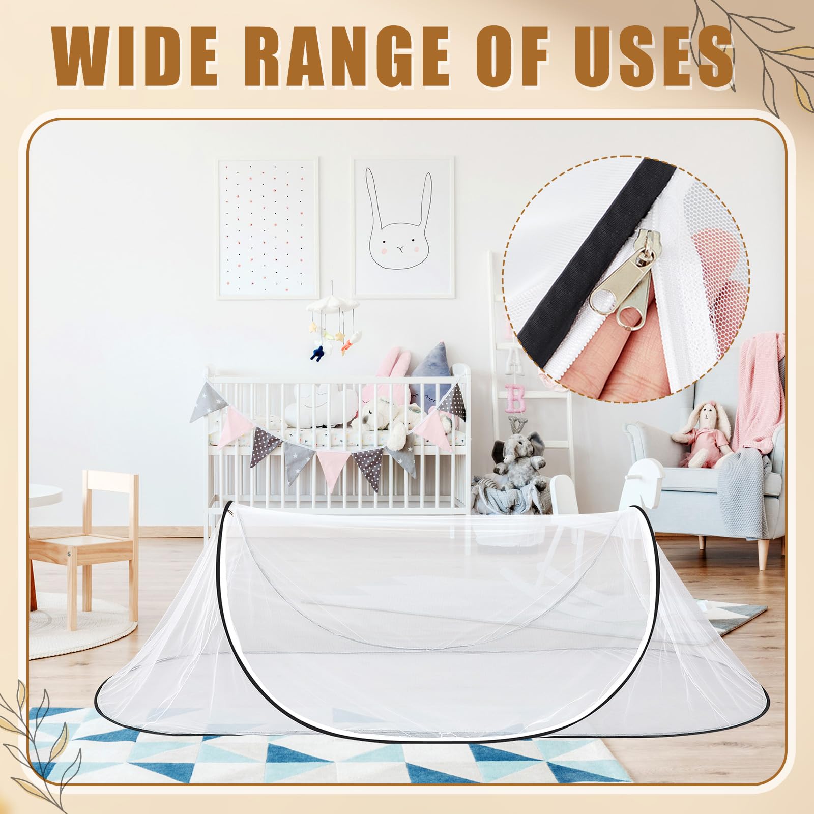 Vincreem 2 Pcs Mosquito Netting for Camping Bed 78 * 31 * 22 Inch, White