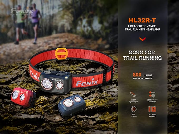 EdisonBright Fenix HL32R-T 800 Lumen spot/Flood Light Rechargeable (AAA Compatible) Lightweight headlamp, for Jogging/Camping Battery carring case