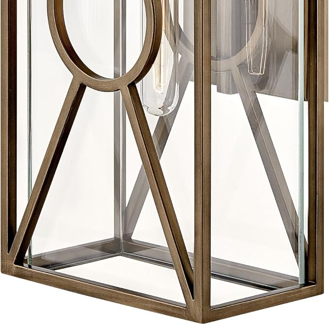 Hinkley Brixton Medium Wall Mount Outdoor Lantern - Composite, Clear Mitered Glass, Rust & Corrosion Resistant - Burnished Bronze Finish