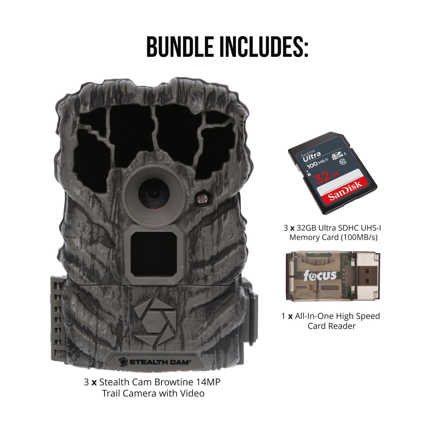 Stealth Cam Browtine 14MP Trail Camera Bundle