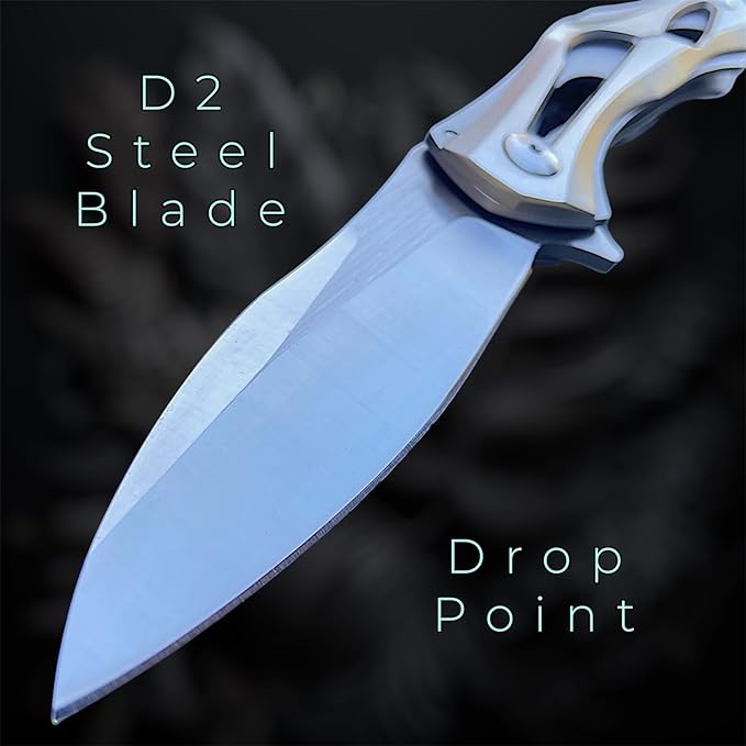 TACTICAL GEARZ Premium Stainless Steel Folding Knife, Stainless Steel Handle, D2 Steel Blade (Ronus Silver)