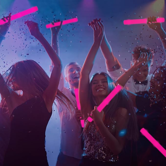 48Pack LED Glow Foam Sticks Bulk,Light Up Glow Sticks with 3 Flashing Modes,Glow Wands Party Pack,Glow In The Dark Party Supplies for Mother's Day,July 4th, Wedding,Birthday,Concert(Pink)