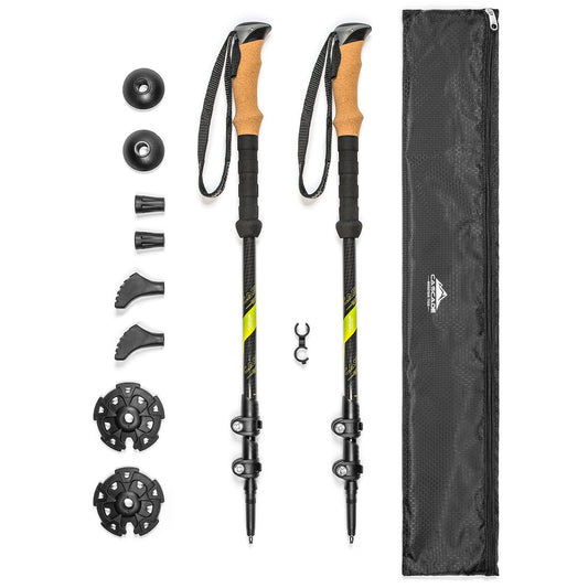 Cascade Mountain Tech Trekking Poles - Carbon Fiber, Adjustable, Green - product view 1