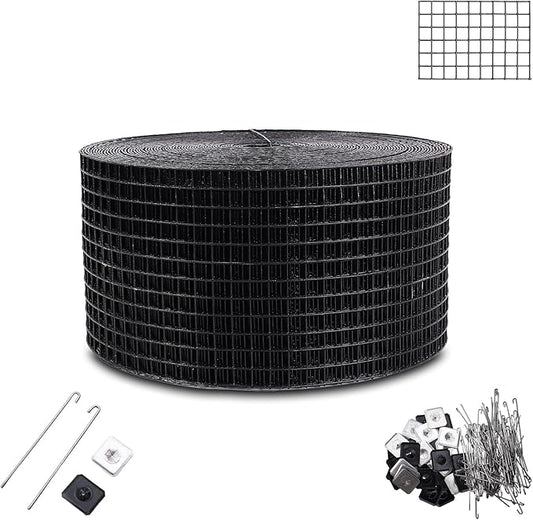 Solar Panel Bird Guard Mesh - 6In x102 Ft 70 Aluminum Fasteners Solar Critter Guard Solar Panel Pigeon Guard Bird proofing Bird mesh PVC Coated Galvanized net Pigeon Deterrent MEFBANT