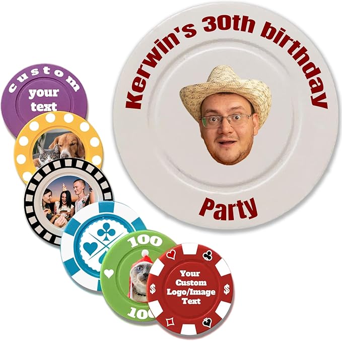 Custom Poker Chips Personalized Plastic Poker Chips with Logo Funny Parties Chips Print Your Photo or Text Golf Ball Markers for Putting Green White