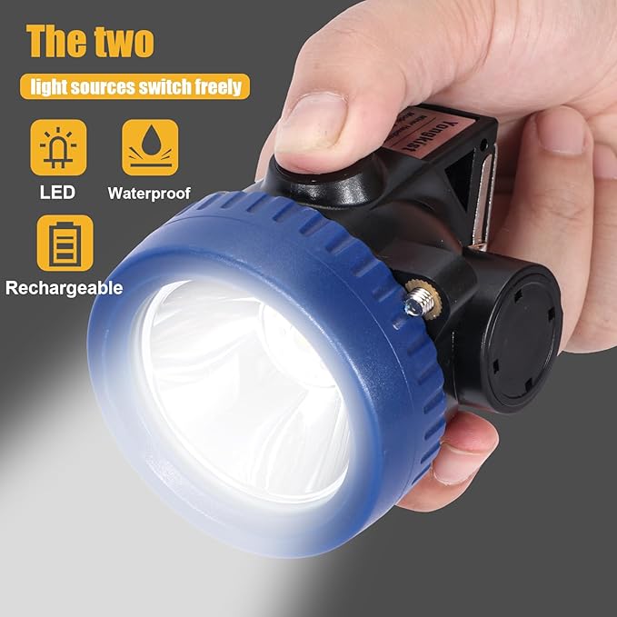 Mining Headlight Rechargeable Cap Lamp, 7 LEDs Super Bright Explosion Proof Hard Hat Light, Coon Hunting Flashlight for Mining, Camping, Fishing, Hiking, Outdoor Adventure Safety Lighting