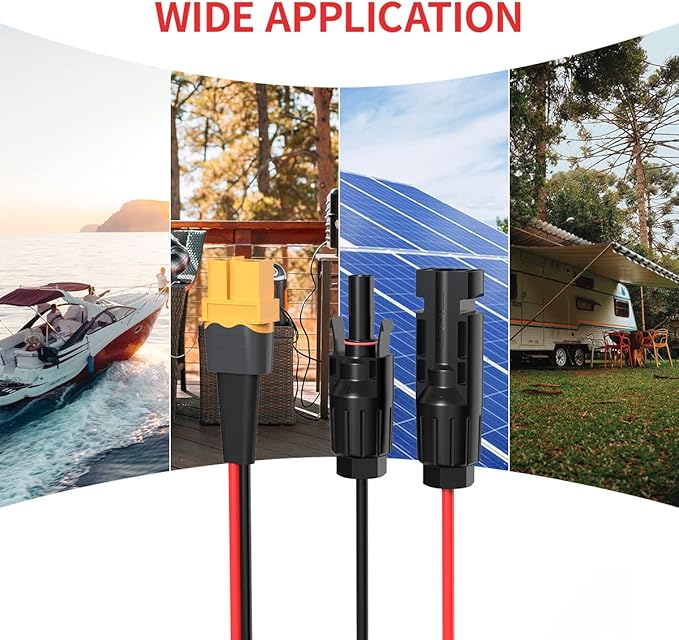 10AWG XT60 Solar Cable Extension for Portable Power Station - 100FT Solar Panel Connector