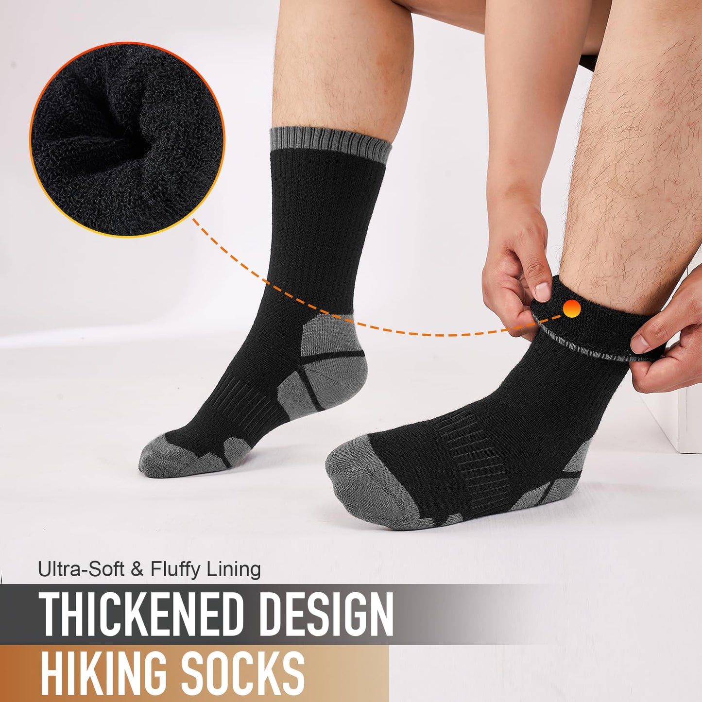 Niorasen Merino Wool Hiking Crew Socks for Men & Women, Thick Cushioned Anti-Blister