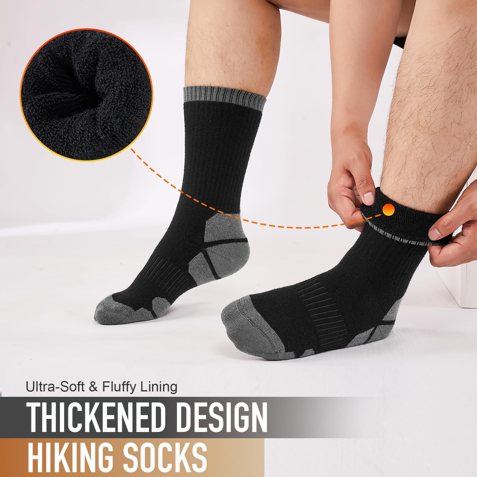 Niorasen Merino Wool Hiking Crew Socks for Men & Women, Thick Cushioned Anti-Blister
