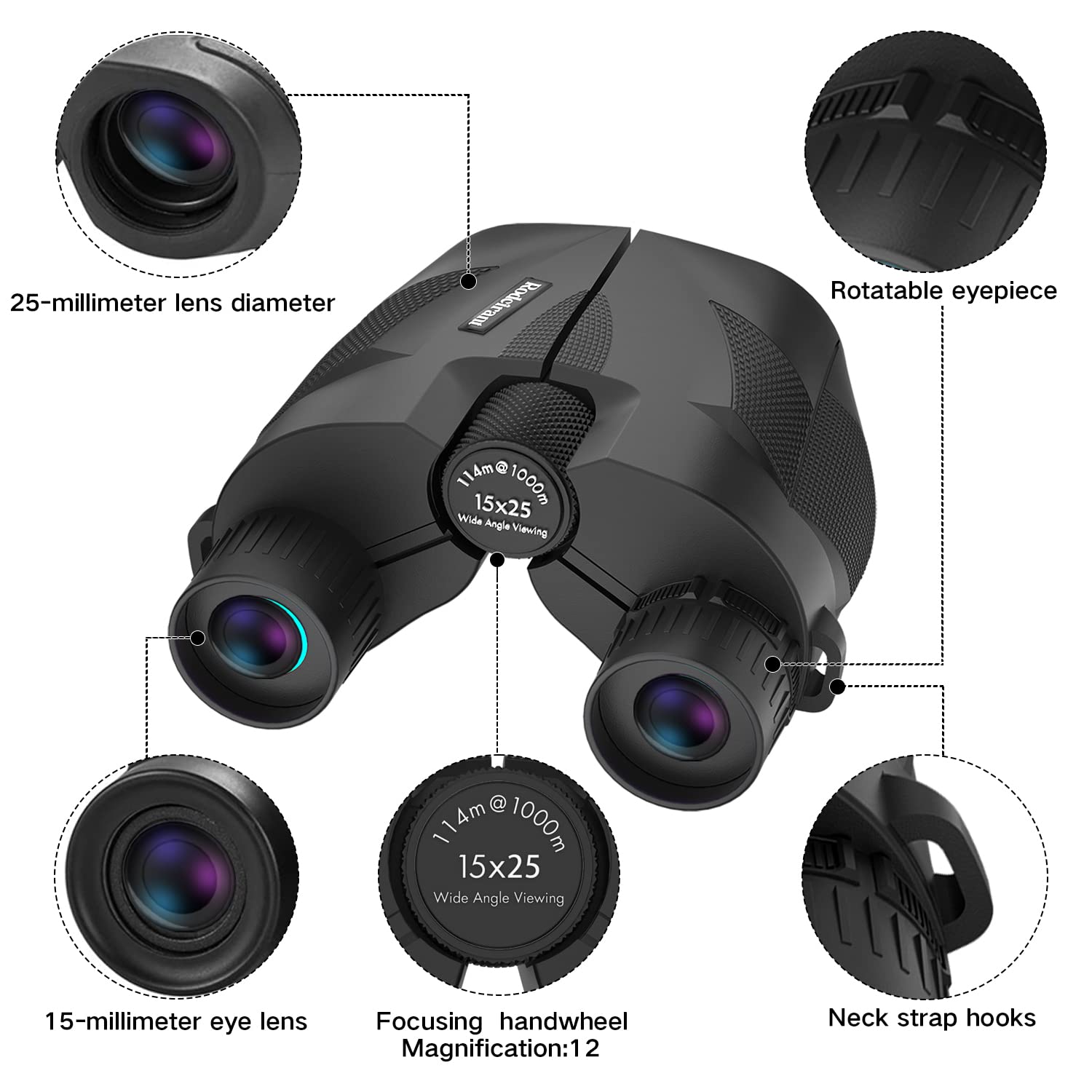 20x25 Compact Binoculars for Adults,High Powered Large Eyepiece Waterproof Binoculars,Easy Focus