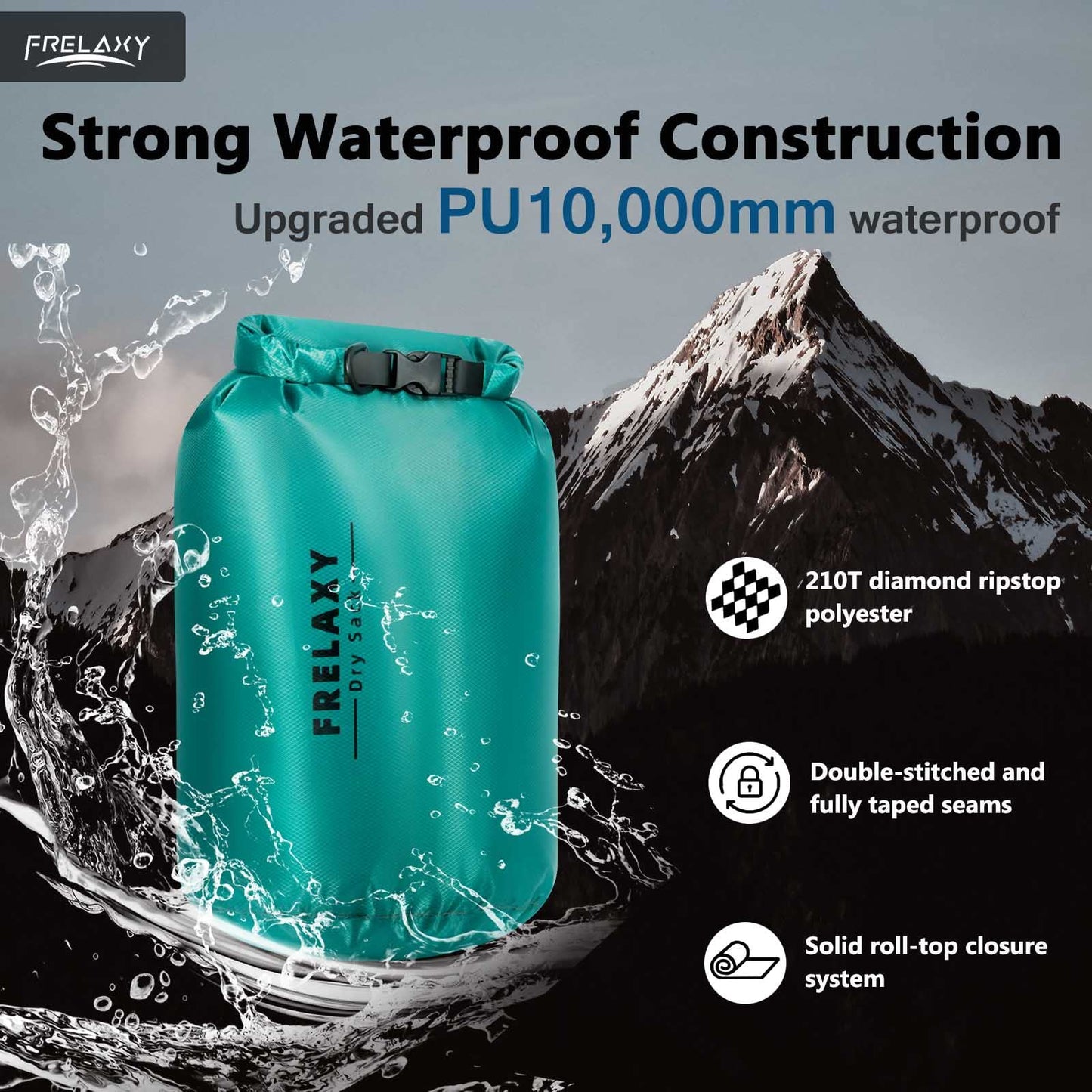Frelaxy Waterproof Dry Bag 3 Pack, Lightweight Ripstop Dry Sack Set