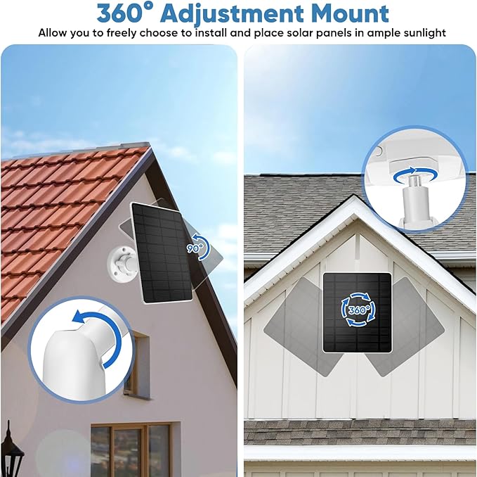 5W Solar Panel Compatible Ring Camera, with 13ft Cable, for Spotlight Cam Plus/Pro (Battery) Stick Up Cam/Pro Spotlight Cam Battery, IP66 Waterproof with Type-C to DC Adapter -2Pack